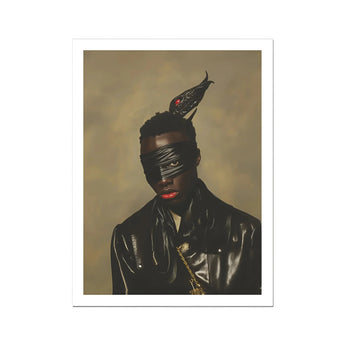 Eye of the Storm - Trans Fetish Mythology Art Print, Fashionable Portrait Person Mask Bird-like Headpiece