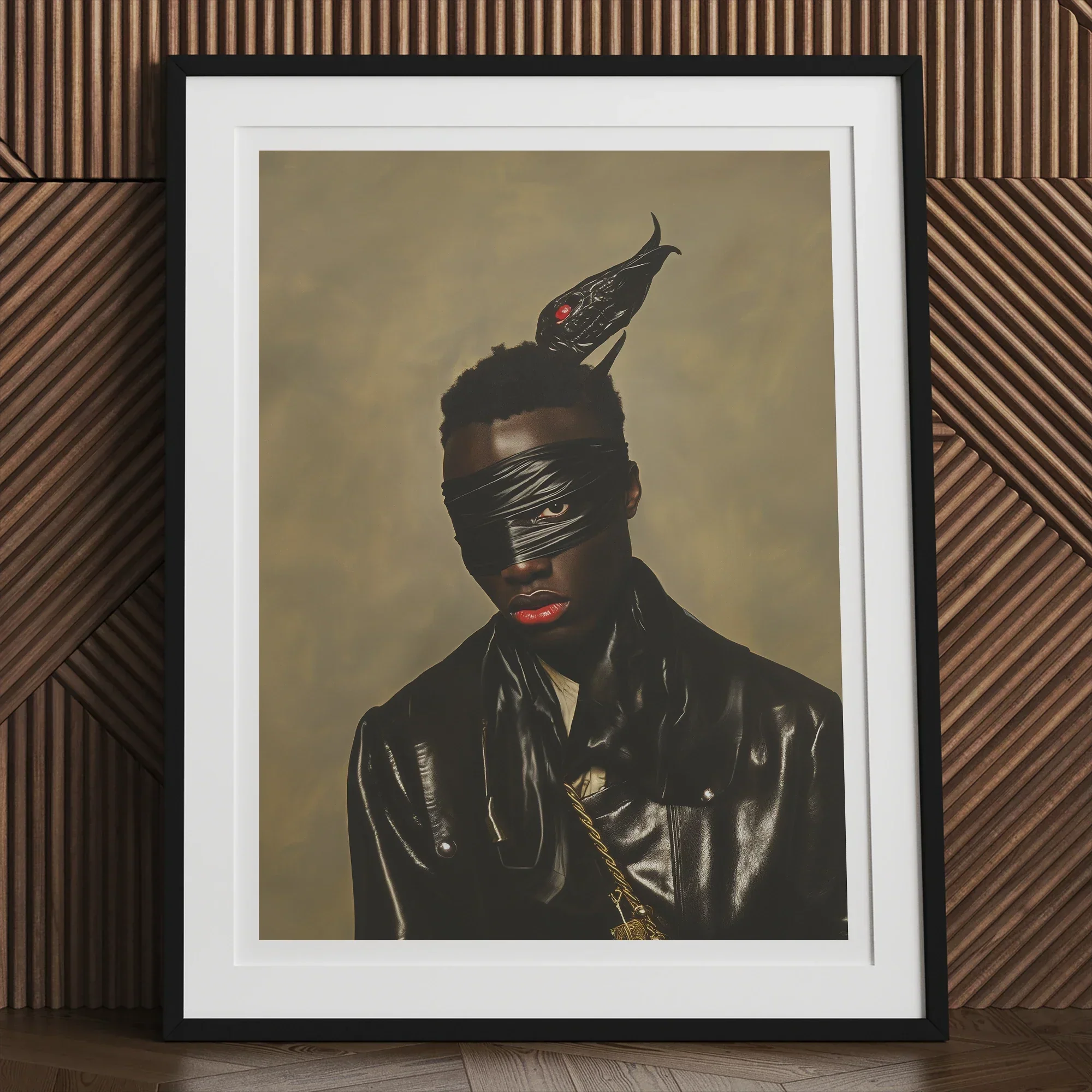 Eye of the Storm - Trans Fetish Mythology Art Print, Framed Portrait Person Avant-garde Attire