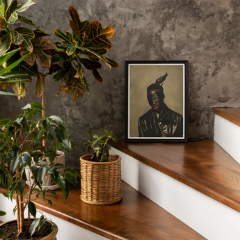 Eye of the Storm - Trans Fetish Mythology Art Print, Framed Portrait Person Black