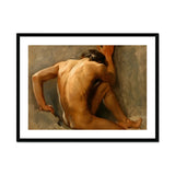 Study of a Nude Man - August Andreas Jerndorff Fine Art Print, Framed Nude Male Figure Painting