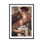 Ignudo - Michelangelo Male Nude Fresco Art Print, Framed Nude Male Figure