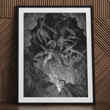 The Fall of Man - Gustave Dore Art Print, 24x32’’ / 61x81cm / Black Frame / 2’’ Matboard, Framed Black White Print Dramatic Biblical Scene