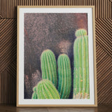 Modern cactus art print in natural frame