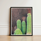 Framed Photograph Vibrant Green Cacti Spines Textured Earthy-toned Desert Drama, Modern Cactus Photography, Spiky Adventure