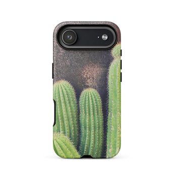 Family Affair - Modern Cactus Iphone Case 17 Air / Matte Green Cactus Phone Case Black Accents Textured Surface Striking Iphone Case,