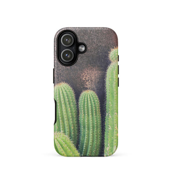 Family Affair - Modern Cactus Iphone Case 17 / Matte Green Cactus Phone Case Black Background Textured Surface Striking Iphone Case, Modern