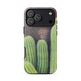 Family Affair - Modern Cactus Iphone Case 17 Pro Max / Matte Green Cactus Phone Case Black Accents Textured Surface Striking Iphone Case,