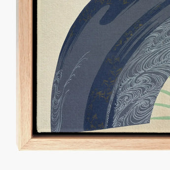 Fan - Kamisaka Sekka Japanese Meiji Art Print / Canvas Framed Stylized Wave Design Deep Blue, Edo Woodblock, Edo-period Japan Prints