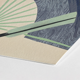 Fan - Kamisaka Sekka Japanese Meiji Art Print / Canvas Modern Abstract Stylized Green Gray Wave, Edo Woodblock, Edo-period Japan Prints