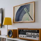 Fan Kamisaka Sekka Japanese Meiji Art Print, Vintage Stereo Receiver Wooden Case Silver Control Knobs