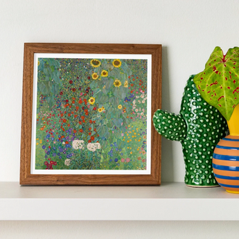 Farm Garden with Sunflowers - Gustav Klimt Art Print / Canvas Framed Print Colorful Floral Painting Gustav Klimt Klimt’s Farm, Farm Garden,