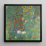 Farm Garden with Sunflowers - Gustav Klimt Art Print / Canvas Vibrant Framed Reproduction Gustav Klimt’s ?The Garden” Lush Farm, Farm Garden,