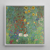 Farm Garden with Sunflowers - Gustav Klimt Art Print / Canvas Vibrant Square-framed Reproduction Gustav Klimt’s ?The Garden” Lush Farm, Farm G