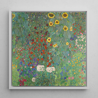 Farm Garden with Sunflowers - Gustav Klimt Art Print / Canvas Vibrant Square-framed Reproduction Gustav Klimt’s ?The Garden” Lush Farm, Farm G