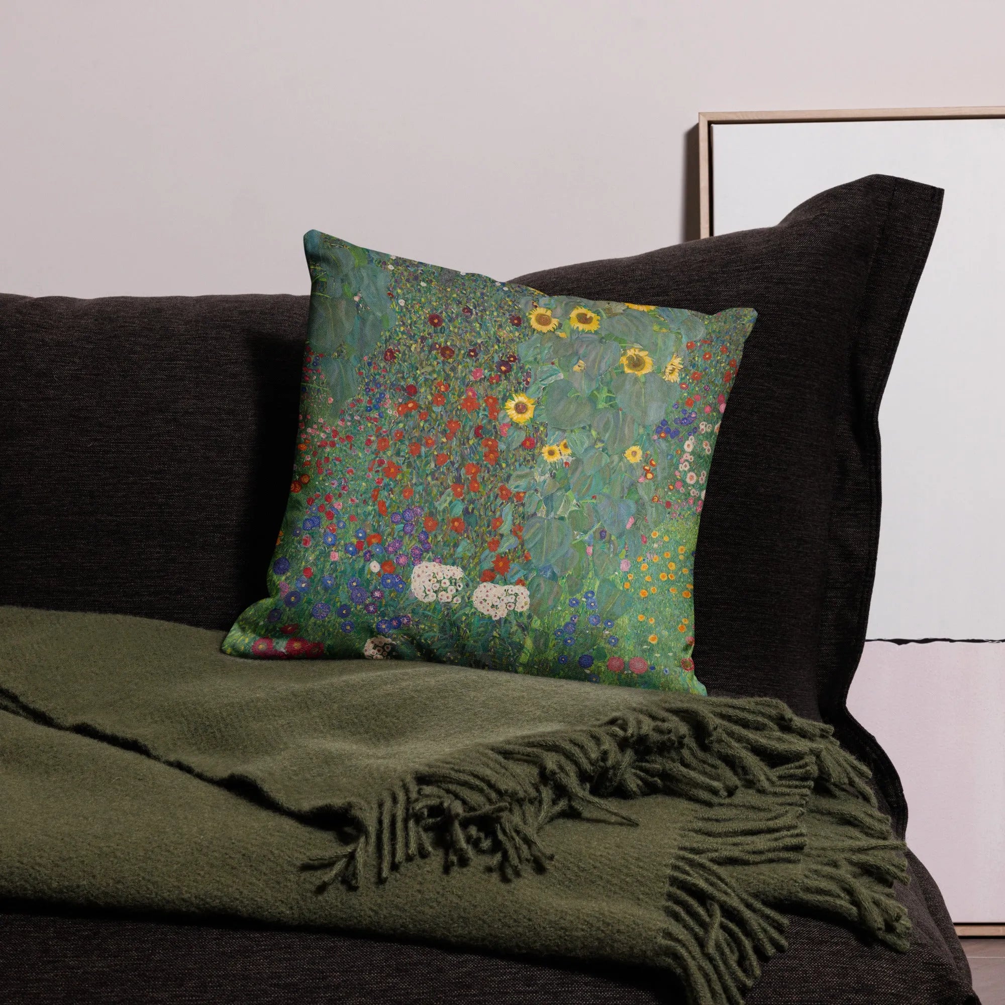 Farm Garden With Sunflowers By Gustav Klimt Cushion - Throw Pillows - Aesthetic Art