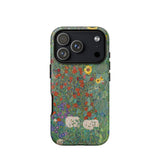 Farm Garden with Sunflowers - Gustav Klimt Phone Case Iphone 17 Pro / Matte Green Floral Iphone Case Sunflowers Wildflowers Design Durable