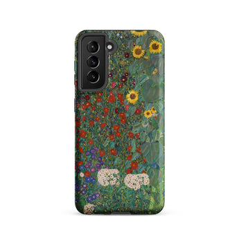 Farm Garden with Sunflowers - Gustav Klimt Phone Case Samsung Galaxy S21 / Matte Vibrant Floral Phone Case Dense Field Sunflowers Red