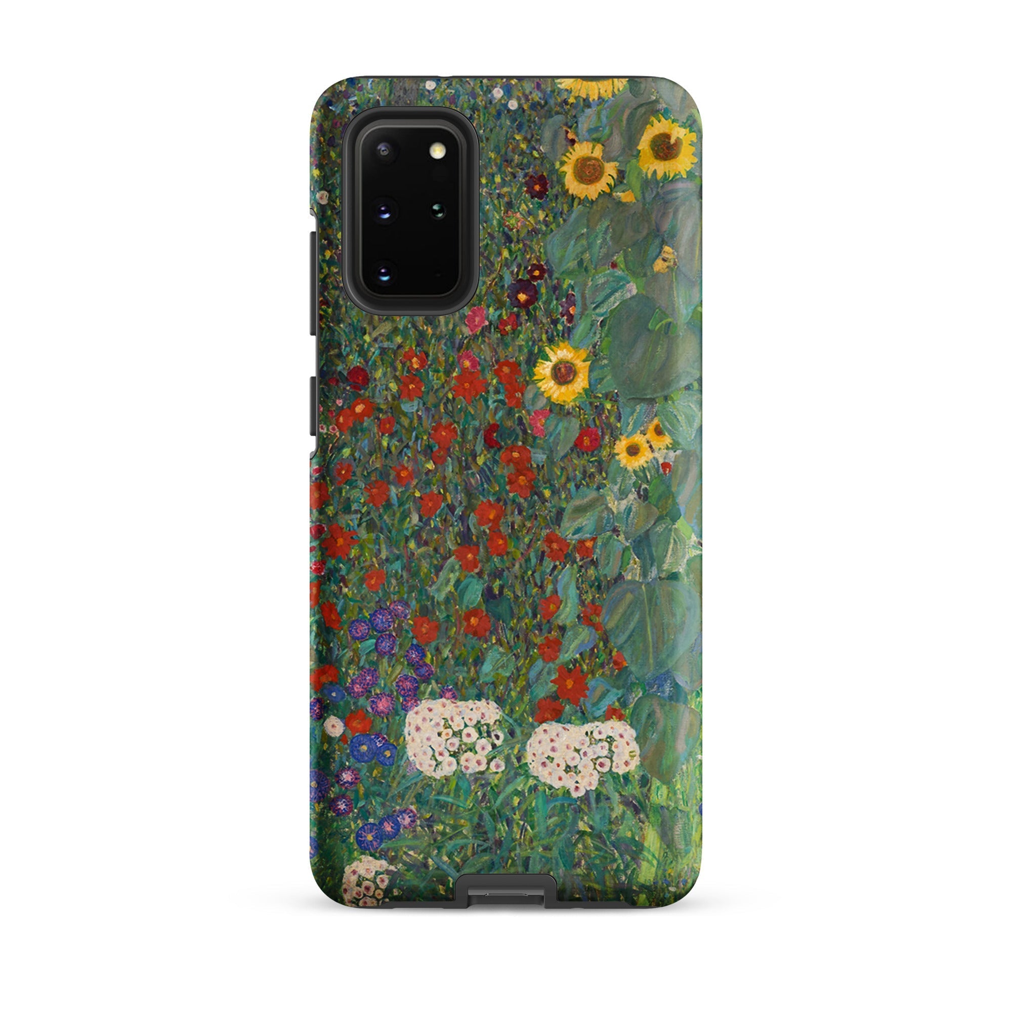 Farm Garden with Sunflowers Gustav Klimt Samsung Case, Galaxy S20 Plus / Matte, Black Smartphone Colorful Floral Garden Design