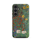 Farm Garden with Sunflowers Gustav Klimt Samsung Case, Galaxy S24 Plus / Matte, Smartphone Case Vibrant Floral Print