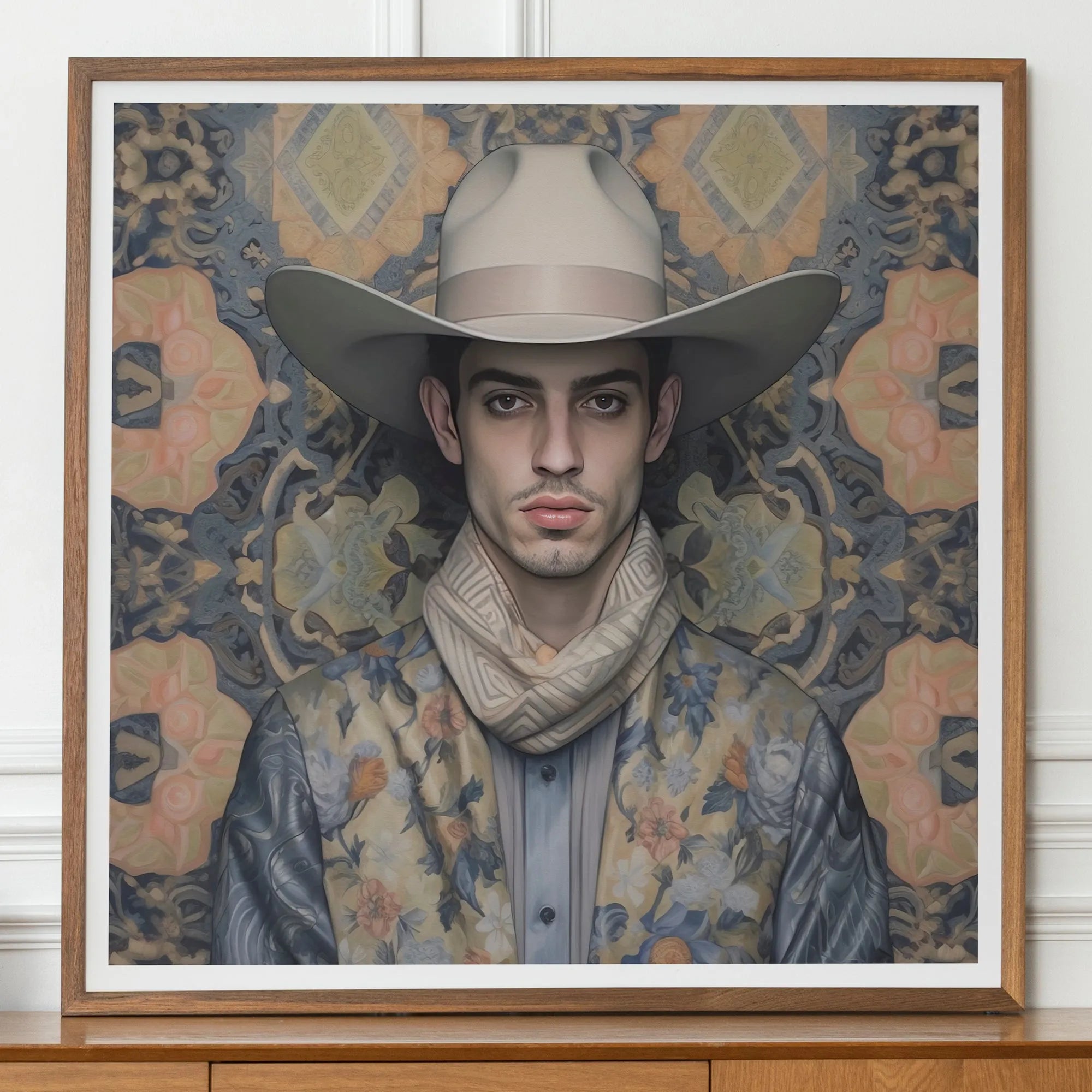 Farzad - Gay Arabic Cowboy Dandy Art Print - 30’x30’ - Posters Prints & Visual Artwork - Aesthetic Art