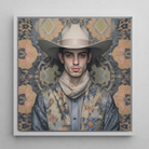 Farzad - Gay Arabic Cowboy Framed Canvas, 12x12’’ / 31x31cm / White Floating Frame, Framed Portrait Cowboy