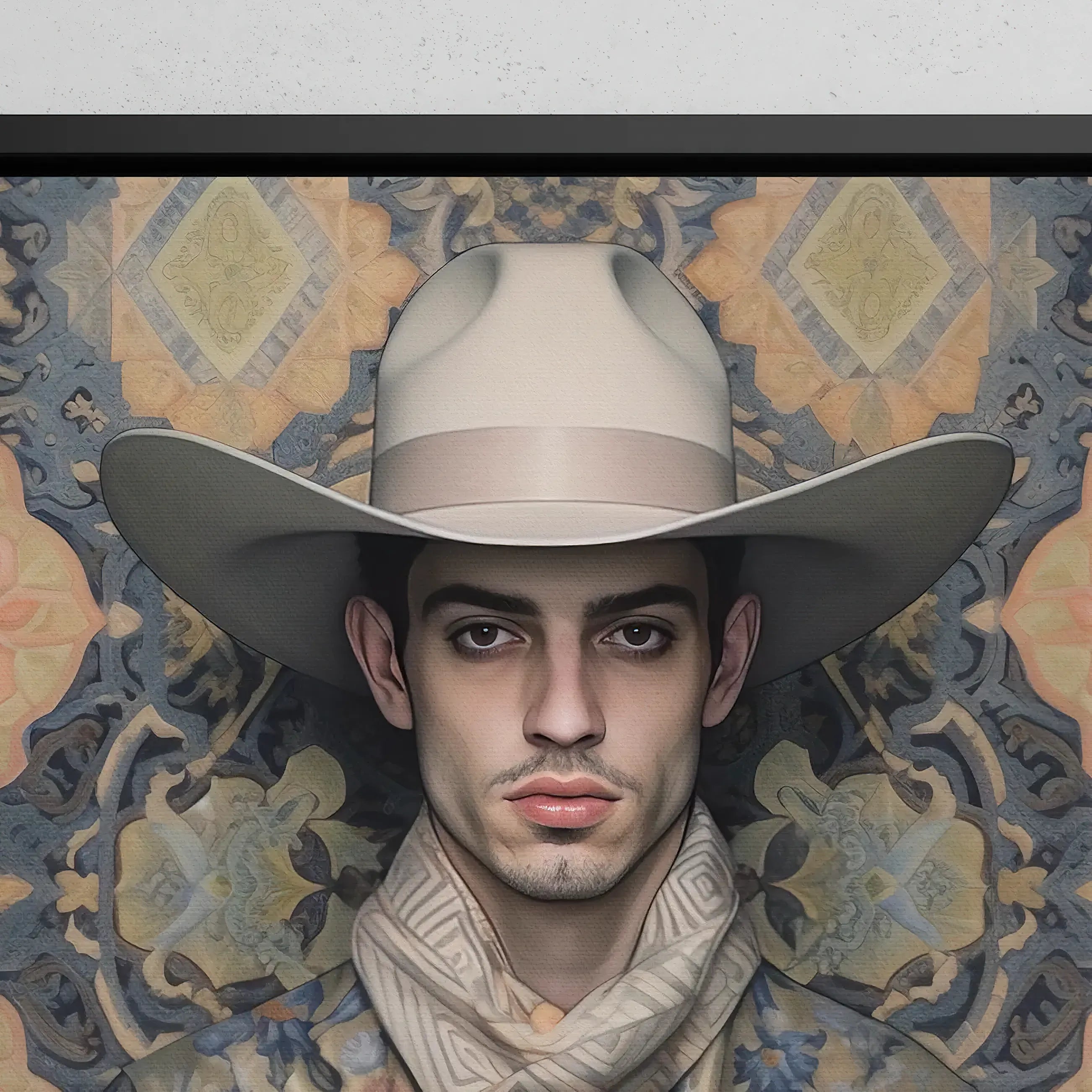 Farzad - Gay Arabic Cowboy Framed Canvas - Homosexual Queerart - Posters Prints & Visual Artwork - Aesthetic Art