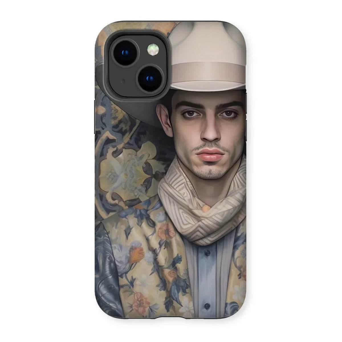 Farzad - Gay Arabic Cowboy Iphone Case, 14 / Matte, Phone Case Artistic Portrait Man Hat Floral Jacket