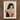 Framed Artwork Stylized Portrait Woman Dark Curly Hair Loose Ivory Smock, Bears Cinnabar-red Sleeves, Cropped, Boldly, Reform-dress