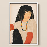 Fashion Postcard no 860 - Wiener Werkstätte Art Print / Canvas, Loose Ivory Smock, Bears Cinnabar-red Sleeves, Cinnabar-red Sleeves