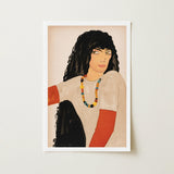 Fashion Postcard no 860 - Wiener Werkstätte Art Print / Canvas Loose Ivory Smock, Bears Cinnabar-red Sleeves, Cropped, Boldly,