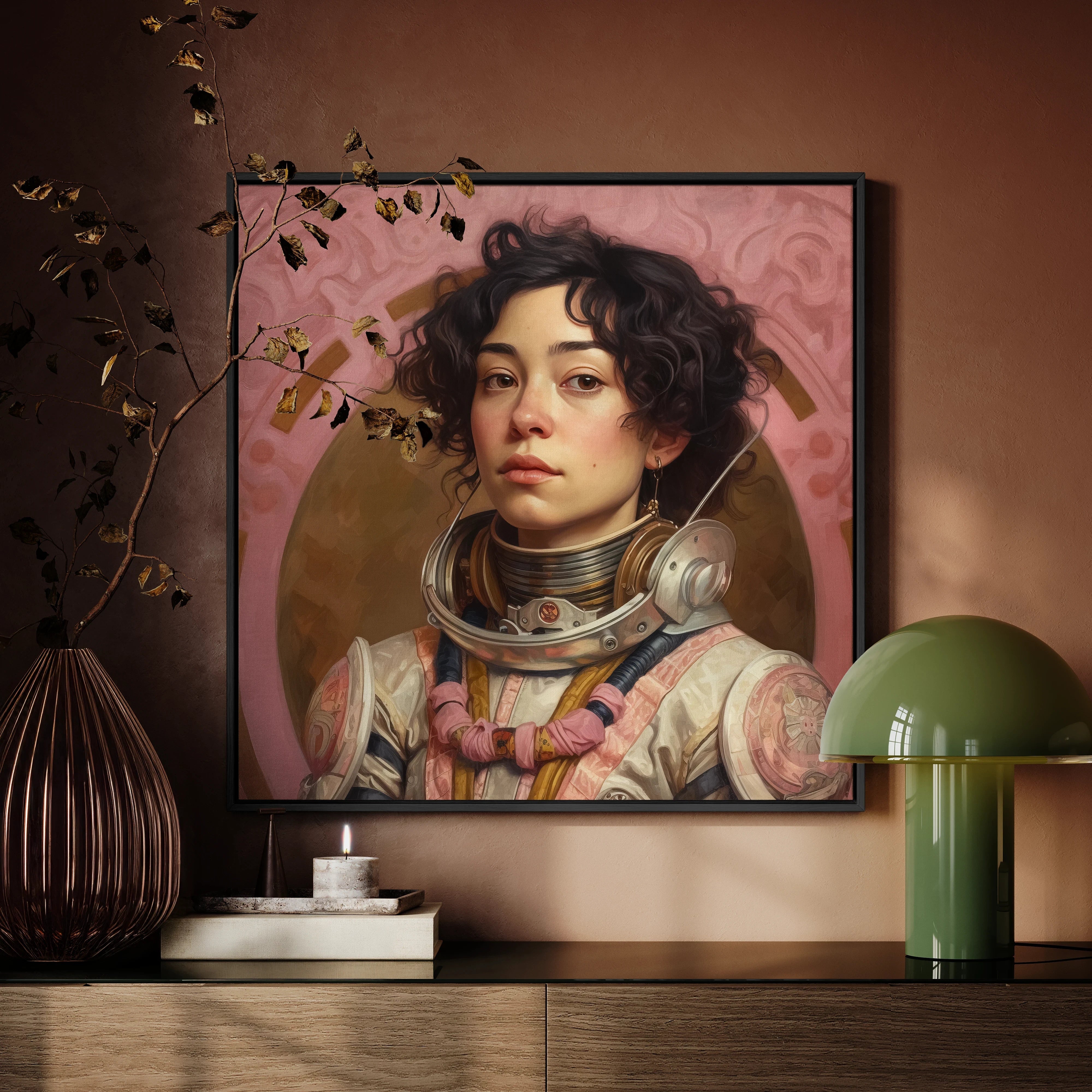 Faustina - Latina Lesbian Astronaut Framed Canvas Posters Prints & Visual Artwork