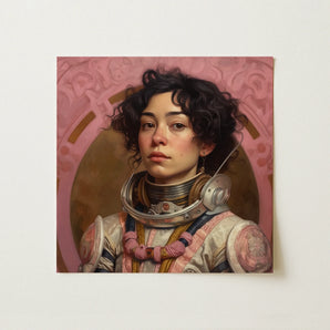 Faustina - Mexican Lesbian Astronaut Art Print / Canvas, 12x12’’ / 31x31cm / Unframed / no Border, Posters Prints & Visual Artwork, Toby