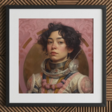 Faustina - Mexican Lesbian Astronaut Art Print / Canvas Black Framed Portrait Woman Astronaut Suit Lesbian Latina Astronaut, Faustina Gayest