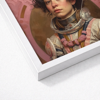 Framed Portrait Woman Steampunk-inspired Astronaut Suit Metallic Pink Lesbian Latina, Faustina, Gayest
