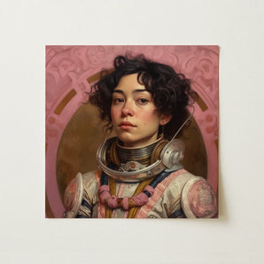 Faustina - Mexican Lesbian Astronaut Art Print / Canvas, Lesbian Latina Astronaut, Faustina Astronaut, Gayest Astronaut