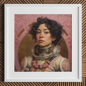 Faustina - Mexican Lesbian Astronaut Art Print / Canvas, Lesbian Latina Astronaut, Faustina Astronaut, Gayest Astronaut