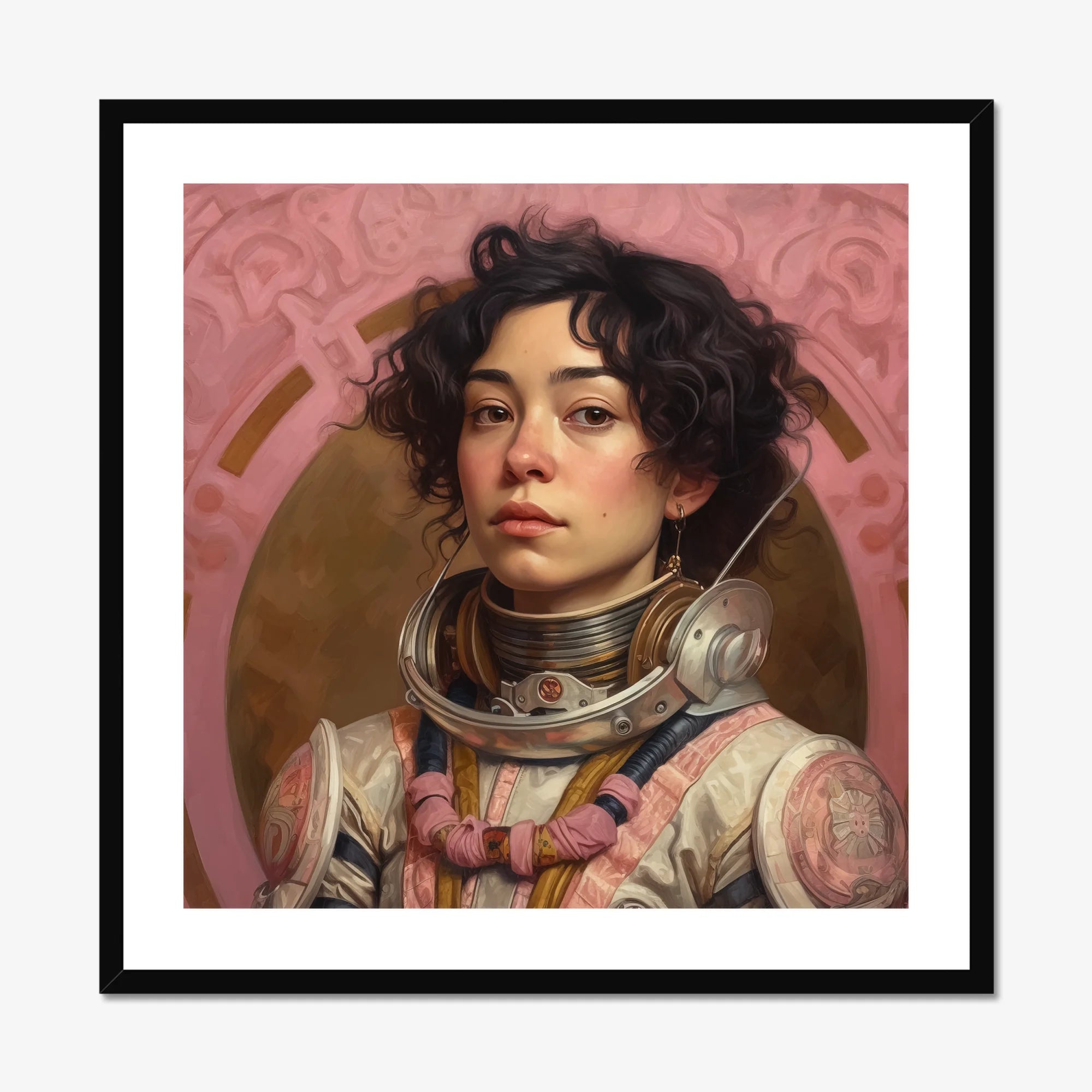 Faustina - Mexican Lesbian Astronaut Art Print, Framed Portrait Female Astronaut
