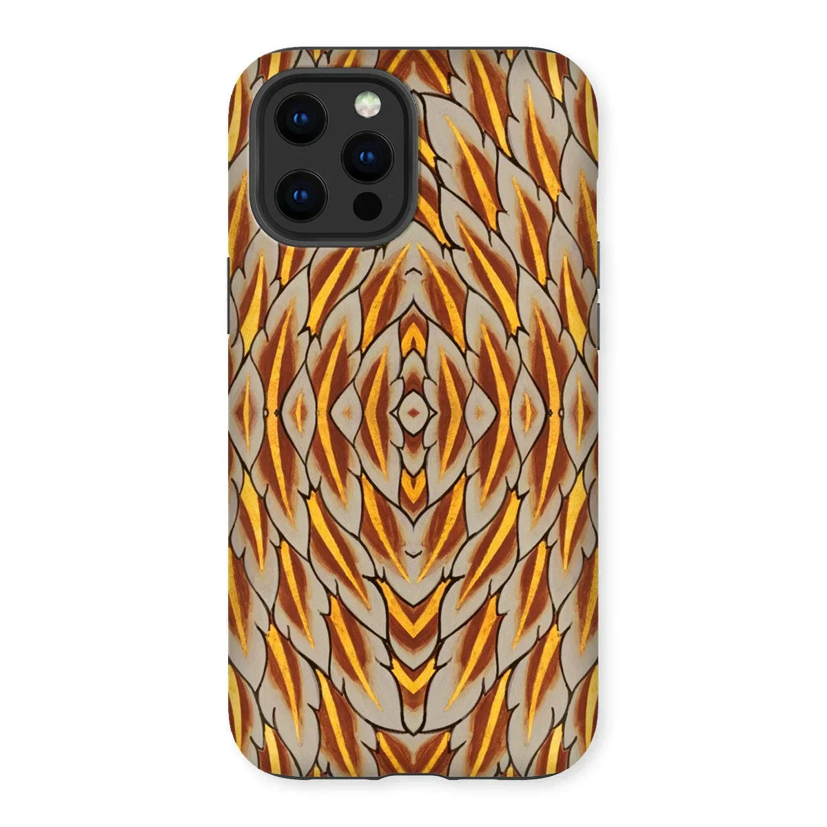 Featherweight Champion - Garuda Feathers Iphone Case, 13 Pro Max / Matte, Smartphone Case Abstract Flame-like Pattern Orange Yellow Gray