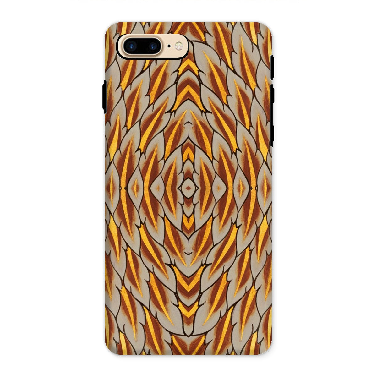 Featherweight Champion Garuda Feathers Iphone Case, 8 Plus / Matte, Smartphone Case Abstract Geometric Pattern Shades Brown Orange