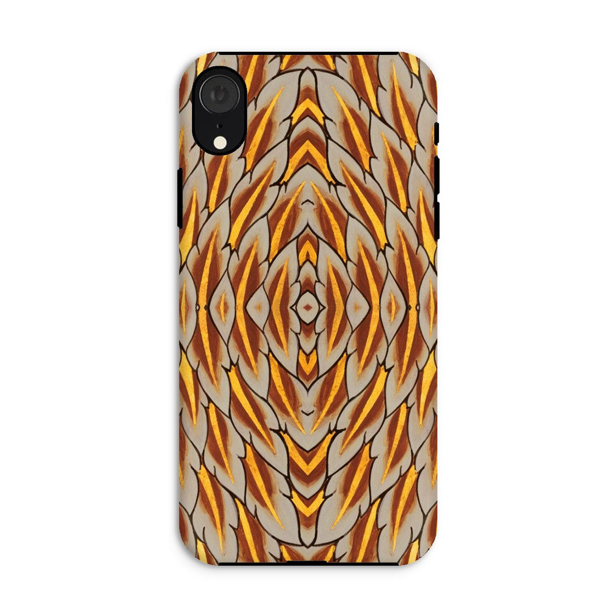Featherweight Champion Garuda Feathers Iphone Case, Xr / Matte, Phone Case Abstract Geometric Pattern Warm Earth Tones