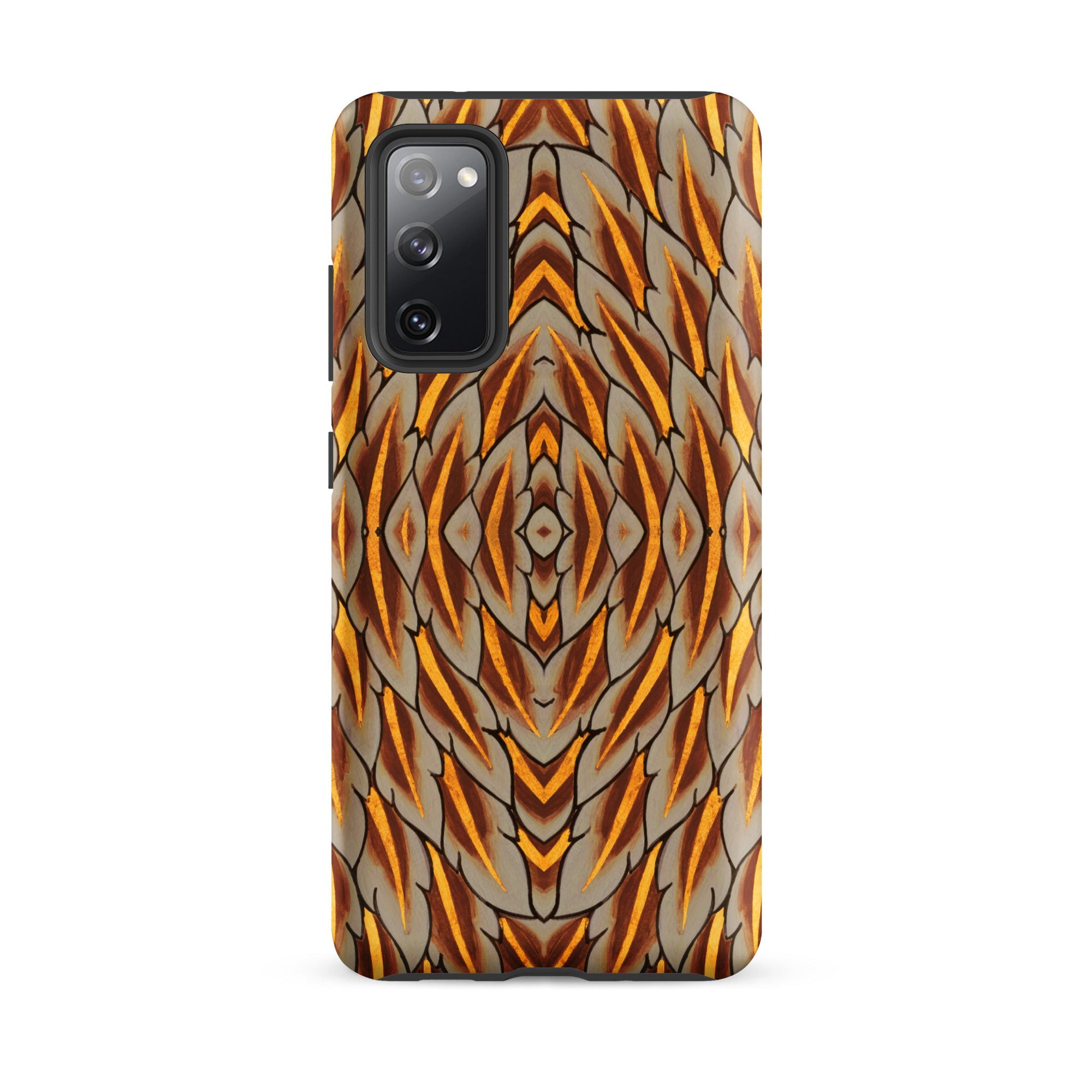 Featherweight Champion Garuda Feathers Samsung Case, Galaxy S20 Fe / Matte, Smartphone Patterned Protective Case Symmetrical Design Brown