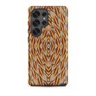 Featherweight Champion Garuda Feathers Samsung Case, Galaxy S25 Ultra / Matte, Phone Case Symmetrical Pattern Brown Gold Feather Like Shapes