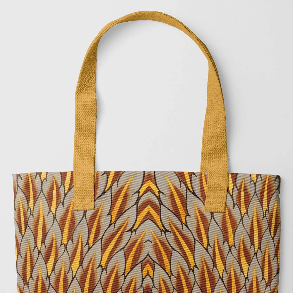 Featherweight Champion - Thai Garuda Feathers Tote Bag Yellow Handles Bags