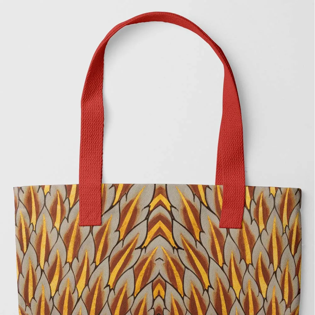 Featherweight Champion Tote Bag - Heavy Duty Reusable Grocery Bag - Red Handles - Shopping Totes - Aesthetic Art