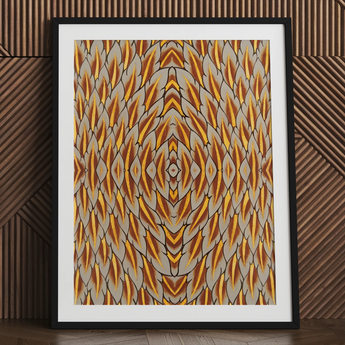 Trippy Thai Garuda art print in black frame