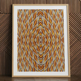 Trippy Thai Garuda feather art print in natural frame