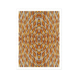Featherweight Champion - Trippy Thai Garuda Art Print, Abstract Geometric Pattern Diamond Shapes Orange Yellow Gray