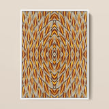 Featherweight Champion - Trippy Thai Garuda Art Print / Canvas Framed Abstract Artwork Symmetrical Geometric Pattern Golden Brown, Ancient