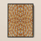 Featherweight Champion - Trippy Thai Garuda Art Print / Canvas Framed Abstract Artwork Symmetrical Geometric Pattern Golden Brown, Ancient