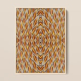 Featherweight Champion - Trippy Thai Garuda Art Print / Canvas Framed Abstract Artwork Symmetrical Geometric Pattern Golden Brown, Ancient
